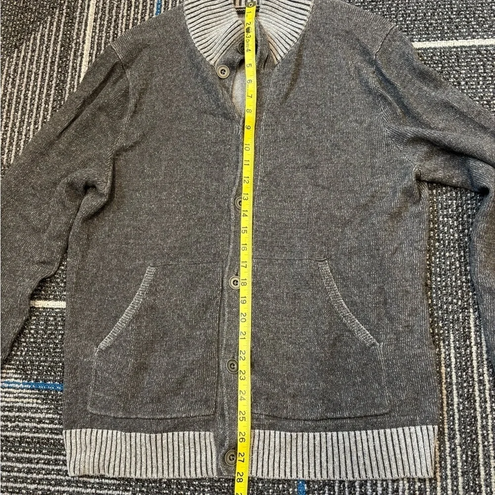 Banana Republic large sweater cardigan Gray‎ Ribbed mock neck button front